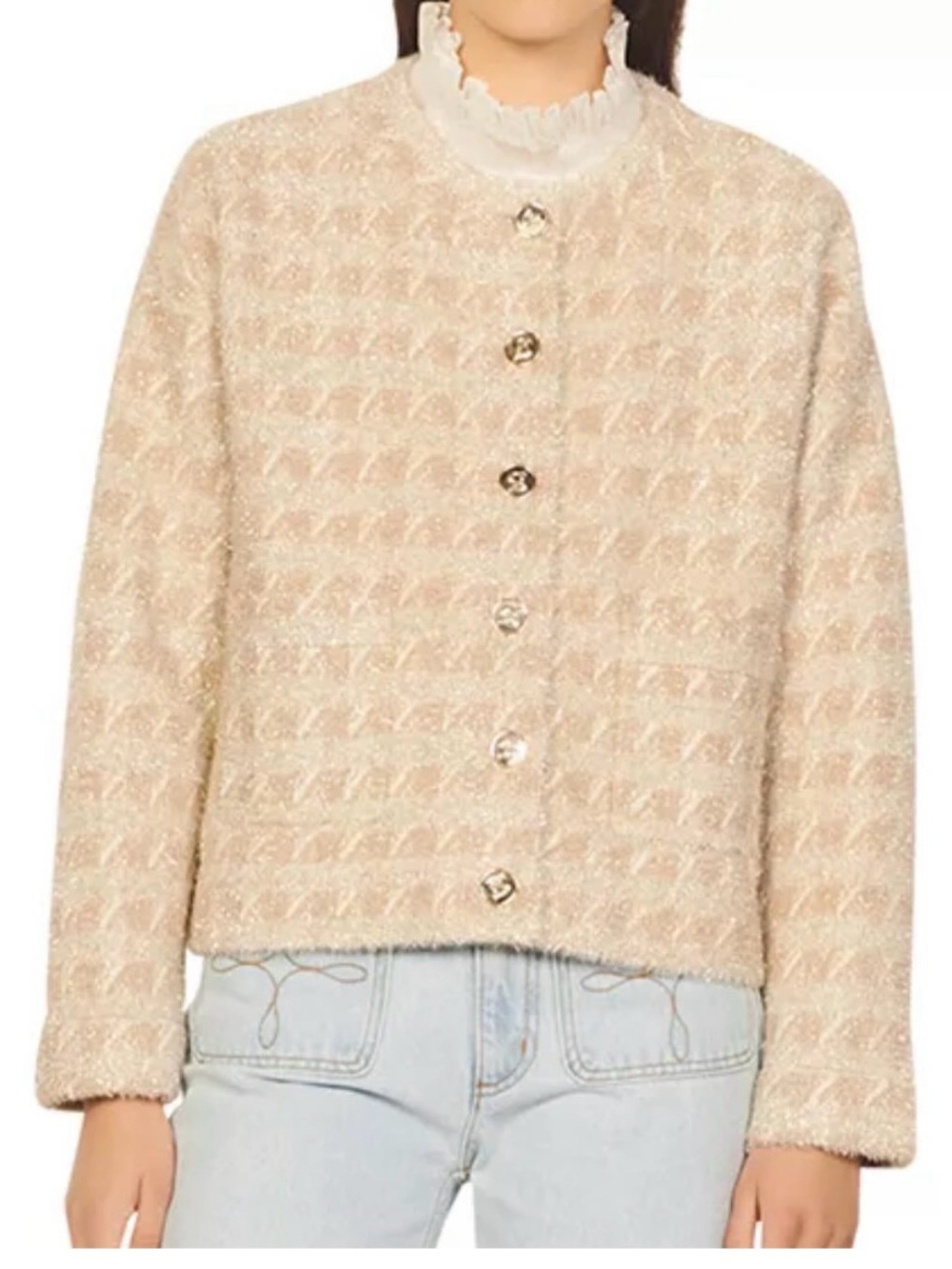 SANDRO 
Maria Check-Print Cardigan